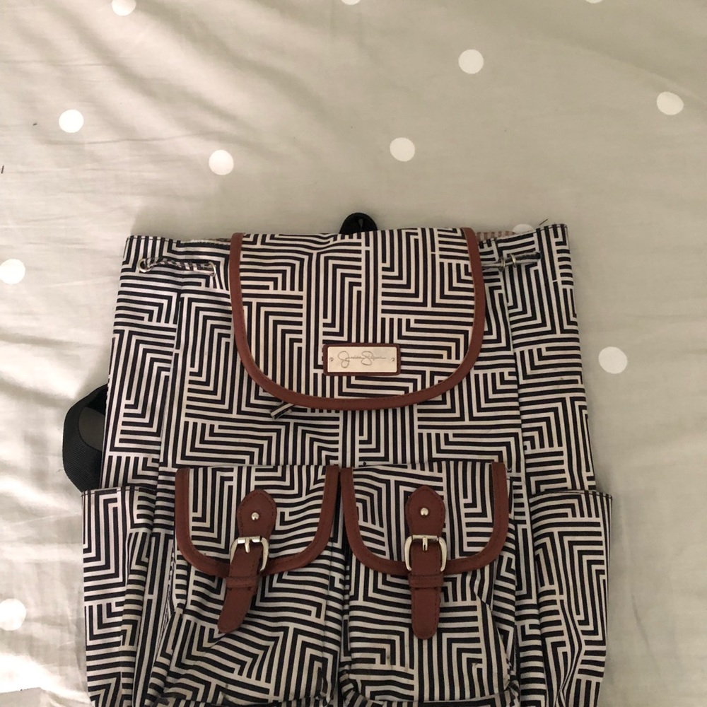 Black and white striped tote bag